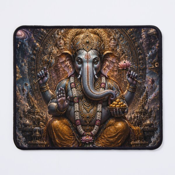 Item preview, Ganesh Chaturthi Series – Cosmic Ganpati Galaxy Temple Artwork designed and sold by Homyar.
