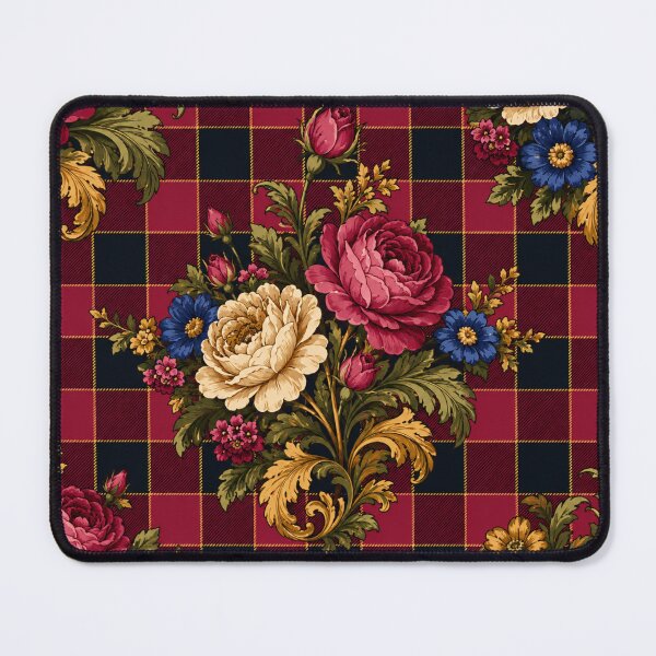 Item preview, Bold Victorian Floral Checkered Seamless Pattern in Rich Jewel Tones designed and sold by optimusprime39.