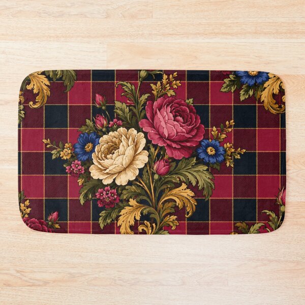 Item preview, Bold Victorian Floral Checkered Seamless Pattern in Rich Jewel Tones designed and sold by optimusprime39.
