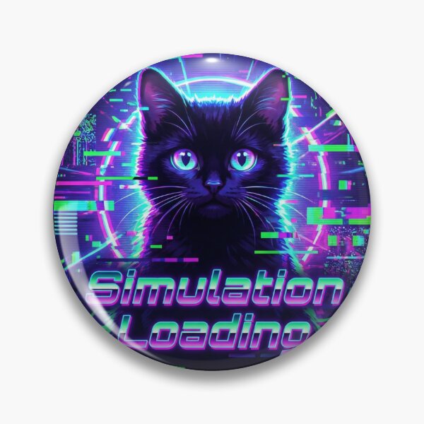 Item preview, Simulation Loading Black Cat Glitch Matrix Neon Art designed and sold by Conspiracy Cat Club.