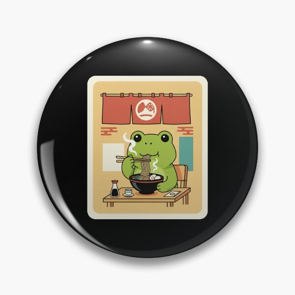 Item preview, Cute Frog Eating Ramen in Retro Japanese Noodle House designed and sold by JordynLadukeg65.