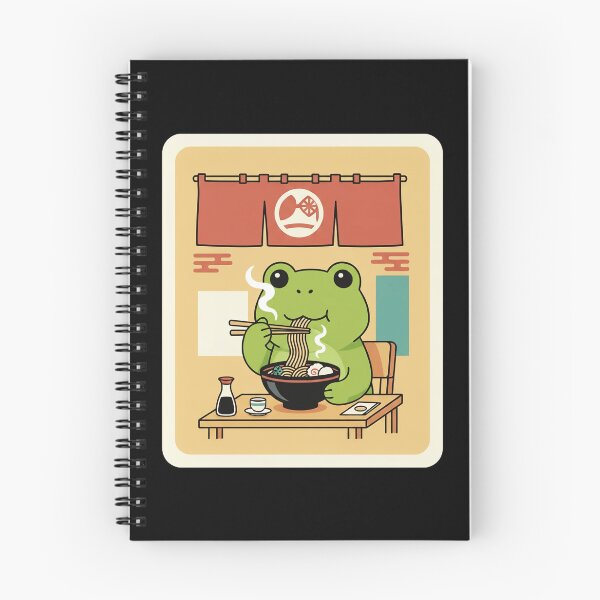 Item preview, Cute Frog Eating Ramen in Retro Japanese Noodle House designed and sold by JordynLadukeg65.