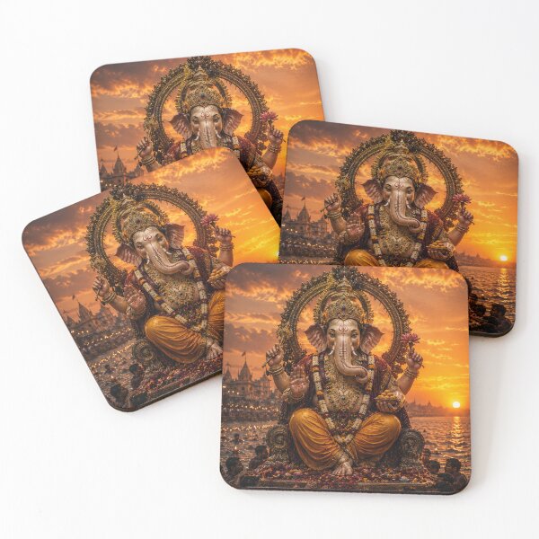 Item preview, Ganesh Chaturthi Series – Ganpati Visarjan Sacred Sunset Artwork designed and sold by Homyar.