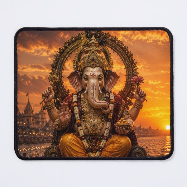 Item preview, Ganesh Chaturthi Series – Ganpati Visarjan Sacred Sunset Artwork designed and sold by Homyar.