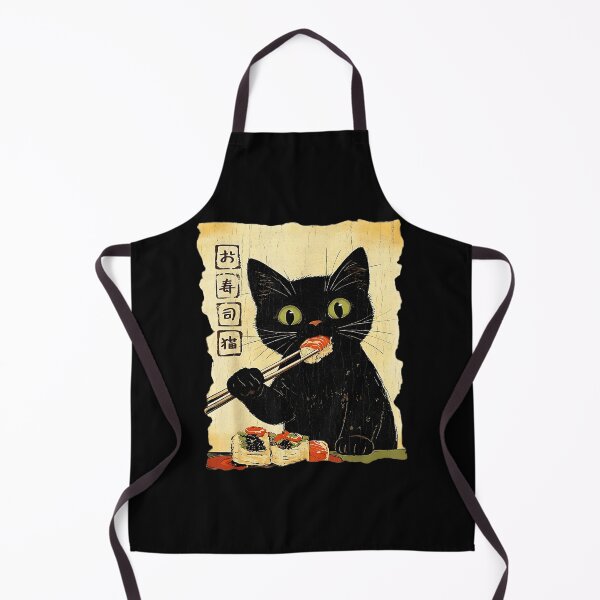 Item preview, Vintage Black Cat Eating Sushi Japanese Retro Poster designed and sold by titanlevi.