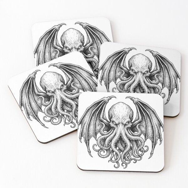 Item preview, Cthulhu - Cosmic Horror Tentacle Monster Black and White Illustration designed and sold by Greemo03.