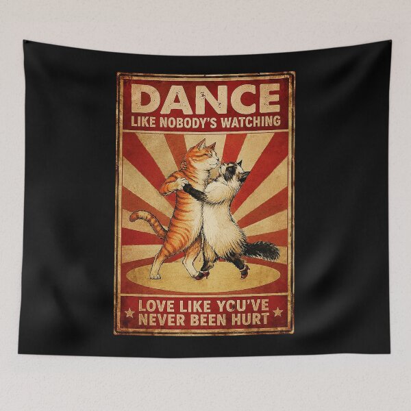 Item preview, Vintage Dancing Cats Poster with Love and Life Inspiration designed and sold by ferminhays.