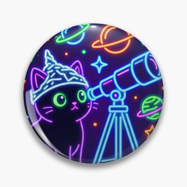 Item preview, Searching For Answers Black Cat Telescope Space Sticker designed and sold by Conspiracy Cat Club.