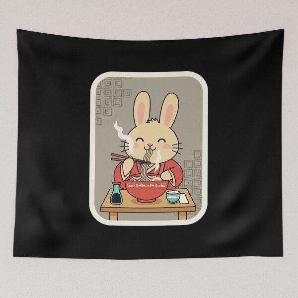 Item preview, Cute Bunny Enjoying Ramen in Cozy Japanese Noodle House designed and sold by JordynLadukeg65.