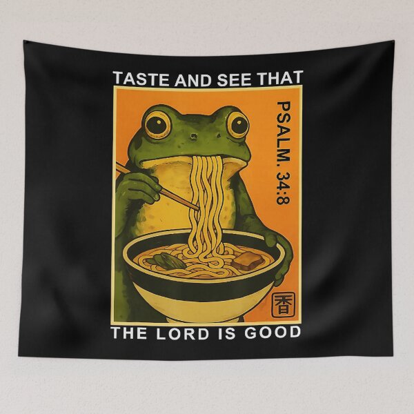 Item preview, Taste And See Psalm 34:8 Frog Noodle Bowl Retro Anime Style designed and sold by titanlevi.
