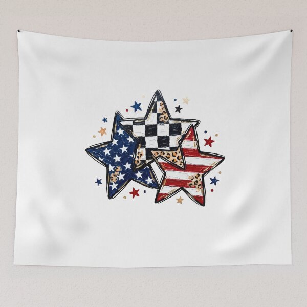Item preview, Patriotic Racing Flag & Leopard Print Stars designed and sold by HUTEND.