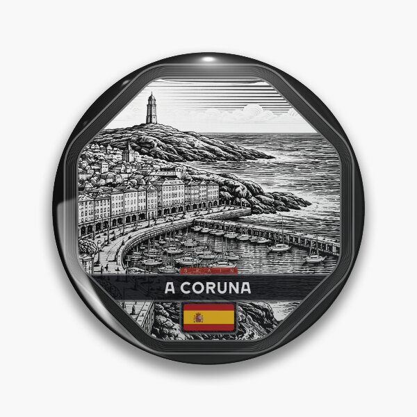 Item preview, A Coruna Spain Linocut Style  designed and sold by Thistle-TShop.