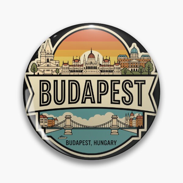 Item preview, Retro Budapest Hungary Vintage Travel Badge designed and sold by Imaginationbeyond.