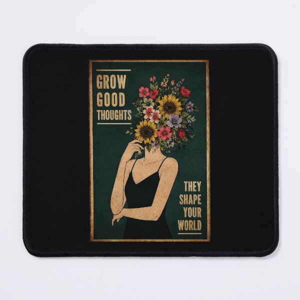 Item preview, Grow Good Thoughts Floral Woman Portrait With Vintage Motivational Poster Style designed and sold by ferminhays.