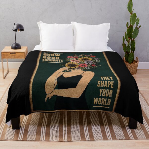 Item preview, Grow Good Thoughts Floral Woman Portrait With Vintage Motivational Poster Style designed and sold by ferminhays.