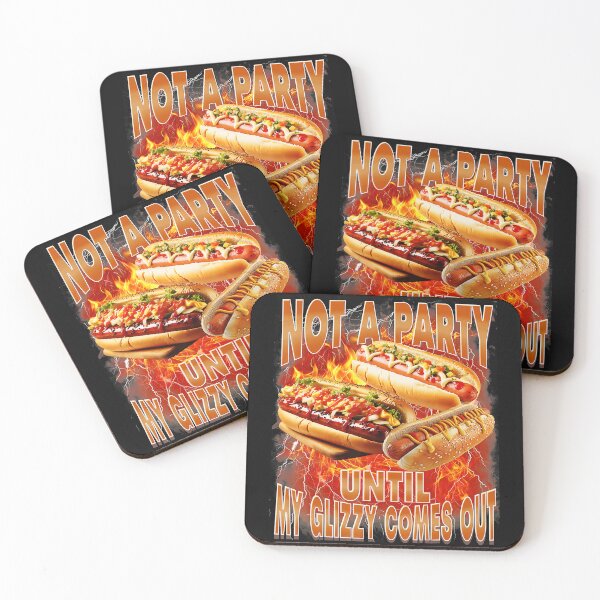 Item preview, Not A Party Until The Glizzy Shows Up Funny Hot Dog Meme Poster designed and sold by Masonixem.