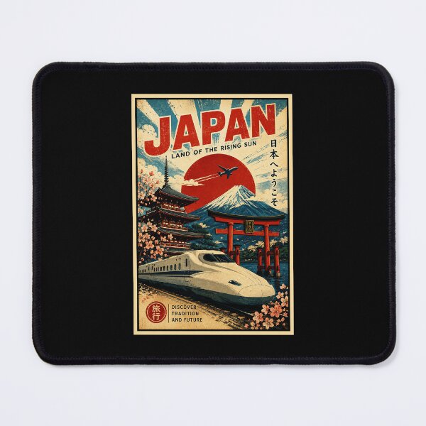 Item preview, Vintage Japan Travel Poster With Bullet Train And Mount Fuji designed and sold by eliramaison.