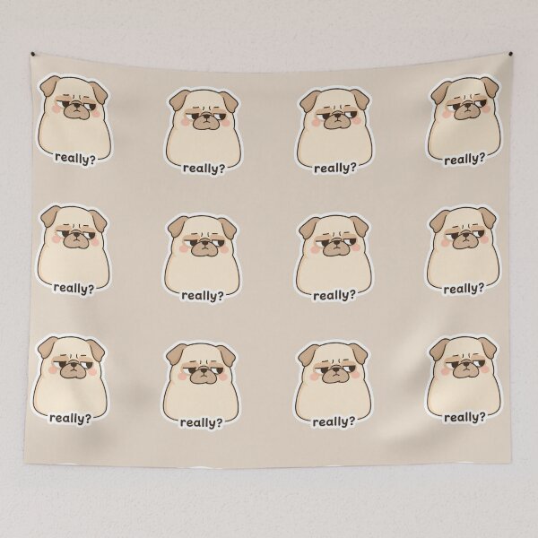 Item preview, Funny Side Eye Pug Sticker Cute Minimal Meme Dog Reaction Sticker designed and sold by Digital_products_0111.