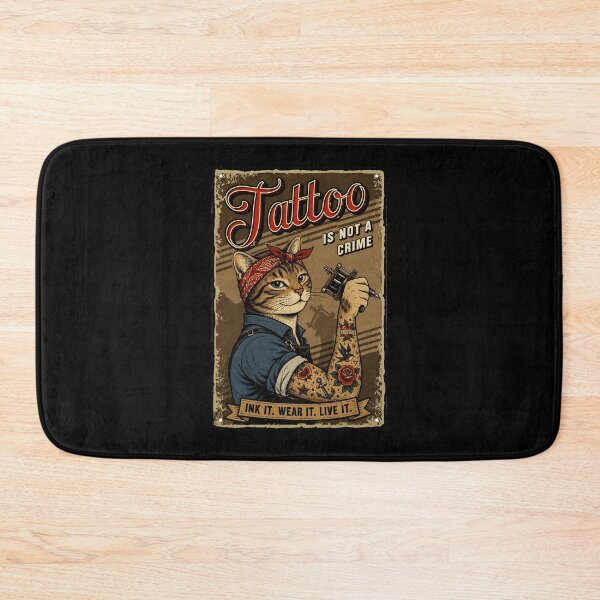 Item preview, Vintage Tattoo Cat Artist Holding Ink Machine Retro Poster designed and sold by Modaozushi216.