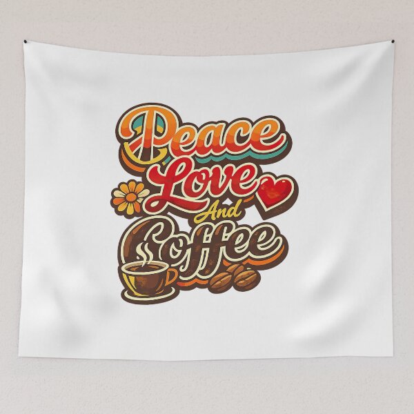 Item preview, Peace Love And Coffee, Retro Vintage designed and sold by graphic-genie.
