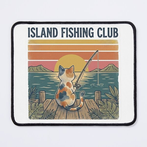 Item preview, Island Fishing Club Vintage Hawaiian Cat Dad Sticker designed and sold by LaniDigitalNook.