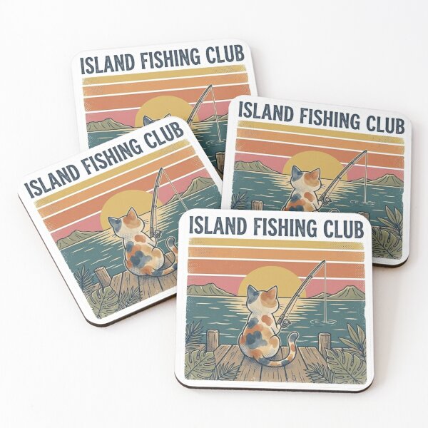 Item preview, Island Fishing Club Vintage Hawaiian Cat Dad Sticker designed and sold by LaniDigitalNook.