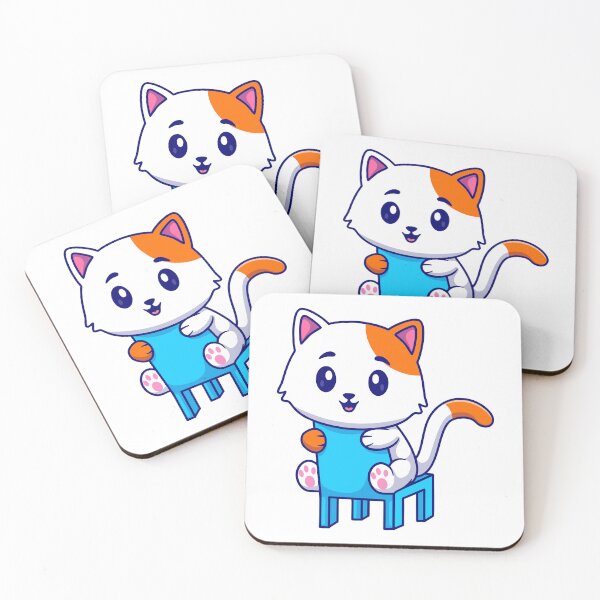Item preview, Cute Calico Cat Sitting on a Blue Chair Cartoon designed and sold by Nirwestwarr.