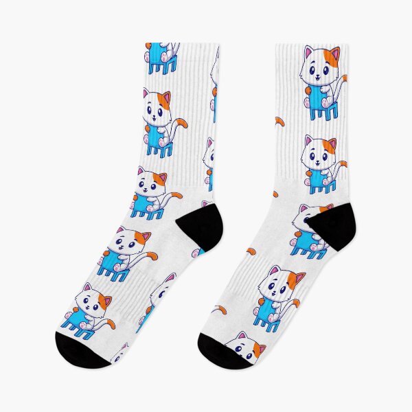 Item preview, Cute Calico Cat Sitting on a Blue Chair Cartoon designed and sold by Nirwestwarr.