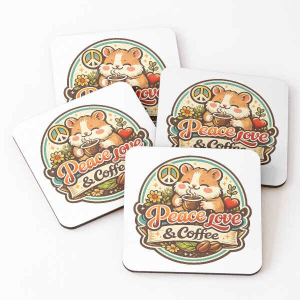 Item preview, Peace Love And Coffee, Cute Hamster Retro Vintage designed and sold by graphic-genie.