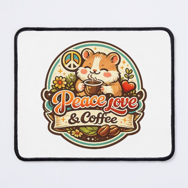 Item preview, Peace Love And Coffee, Cute Hamster Retro Vintage designed and sold by graphic-genie.
