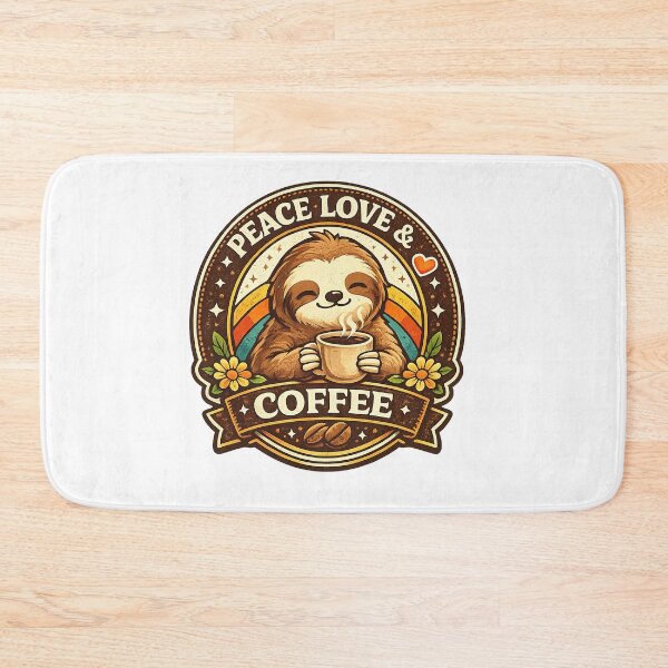 Item preview, Peace Love And Coffee, Cute Sloth Retro Vintage designed and sold by graphic-genie.