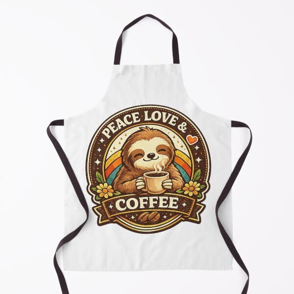 Item preview, Peace Love And Coffee, Cute Sloth Retro Vintage designed and sold by graphic-genie.