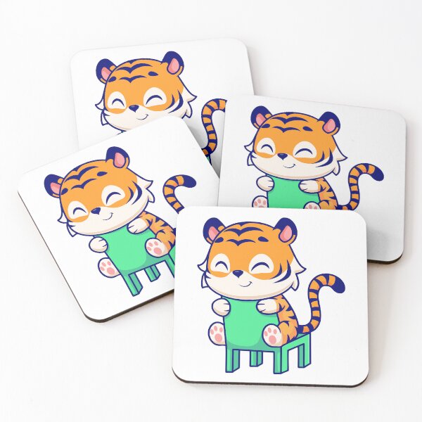 Item preview, Cute Happy Tiger Sitting on a Green Chair Cartoon designed and sold by Nirwestwarr.