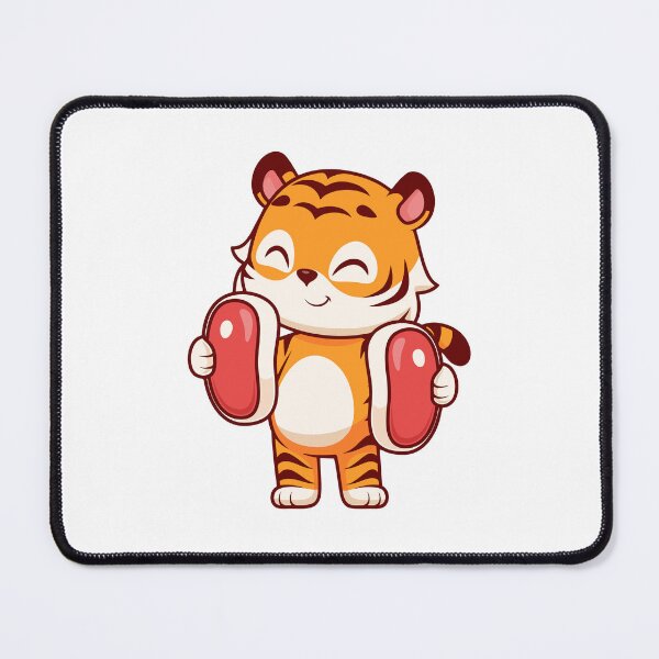 Item preview, Cute Happy Cartoon Tiger Holding Meat Steaks designed and sold by Nirwestwarr.