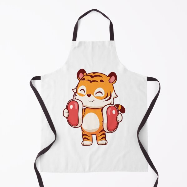 Item preview, Cute Happy Cartoon Tiger Holding Meat Steaks designed and sold by Nirwestwarr.