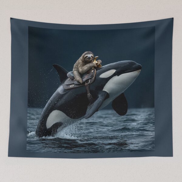 Item preview, Plucky Sloth Rides a Friendly Orca designed and sold by Tridentulus.