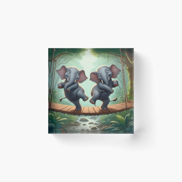 Item preview, Two Elephants Dancing on a Hanging Bridge designed and sold by CarolM.