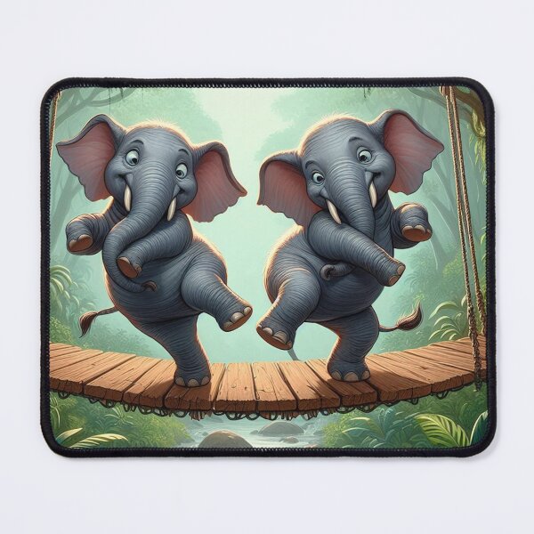 Item preview, Two Elephants Dancing on a Hanging Bridge designed and sold by CarolM.