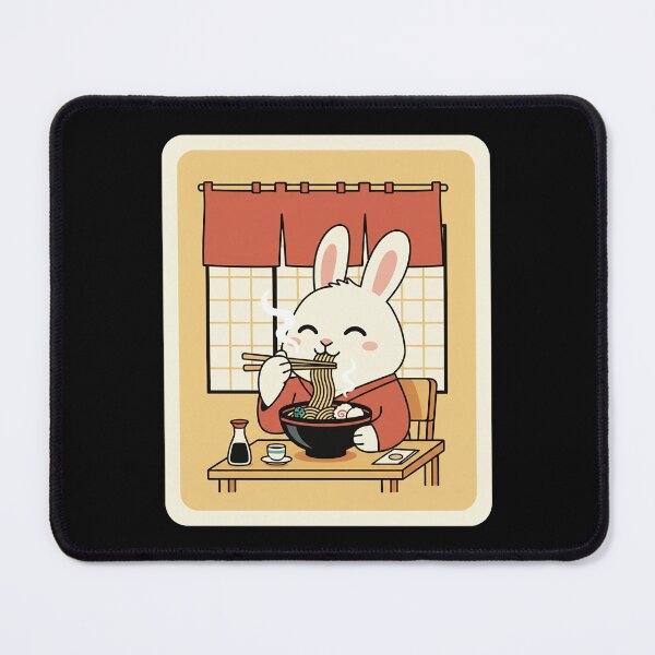 Item preview, Cozy Bunny Eating Ramen in Cute Japanese Kitchen Style designed and sold by JordynLadukeg65.