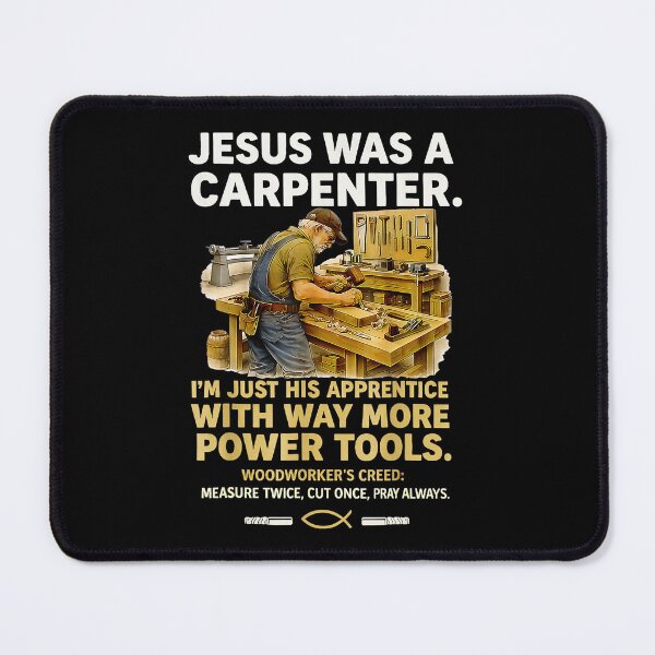 Item preview, Jesus Was a Carpenter Funny Power Tools Faith Humor designed and sold by zamiokaline.