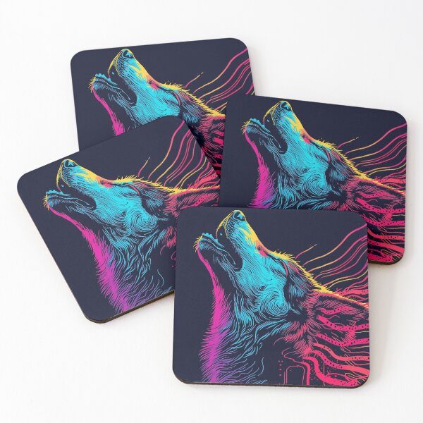Item preview, Neon Cyber Wolf Howling designed and sold by KiraChie.