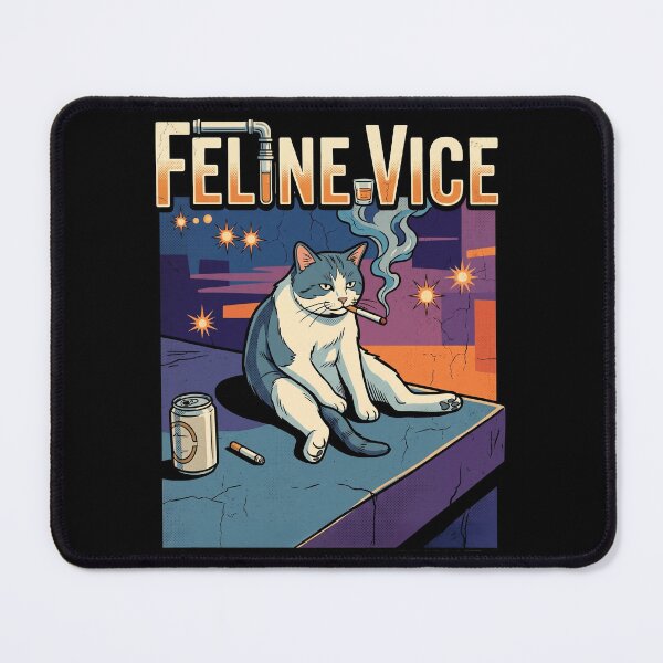 Item preview, Retro 80s Feline Vice Cynical Burnout Cat Comic Art designed and sold by Vermanartist.
