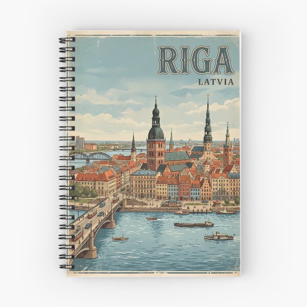 Item preview, Riga Latvia Vintage Travel Poster | Retro Old Town River Wall Art designed and sold by Ar0undTheW0rld.