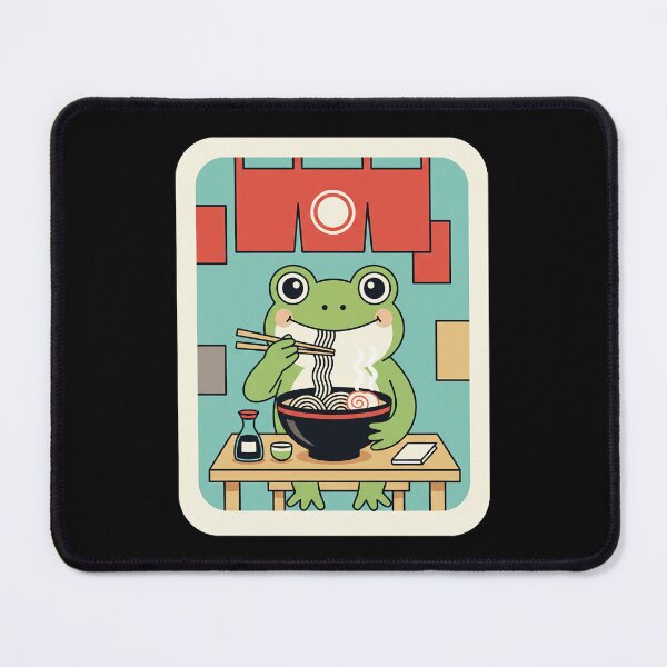 Item preview, Cute Frog Eating Ramen in Cozy Japanese Noodle Shop designed and sold by JordynLadukeg65.