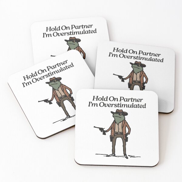 Item preview, Hold On Partner I’m Overstimulated Funny Cowboy Frog Design designed and sold by jeremjosh.