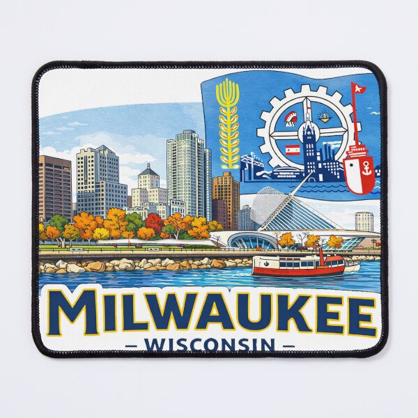 Item preview, Milwaukee Wisconsin Travel Retro Flag designed and sold by devonclemon.