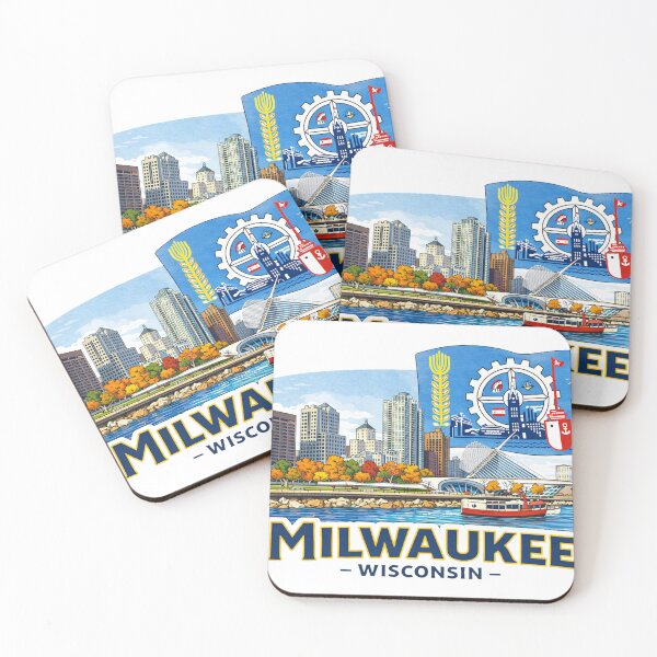 Item preview, Milwaukee Wisconsin Travel Retro Flag designed and sold by devonclemon.