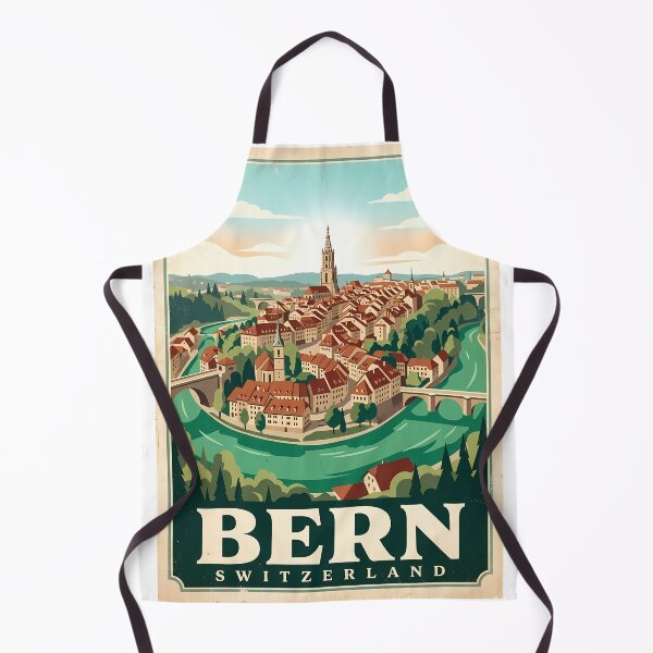 Item preview, Bern Switzerland Vintage Travel Poster | Retro River Cityscape Wall Art designed and sold by Ar0undTheW0rld.