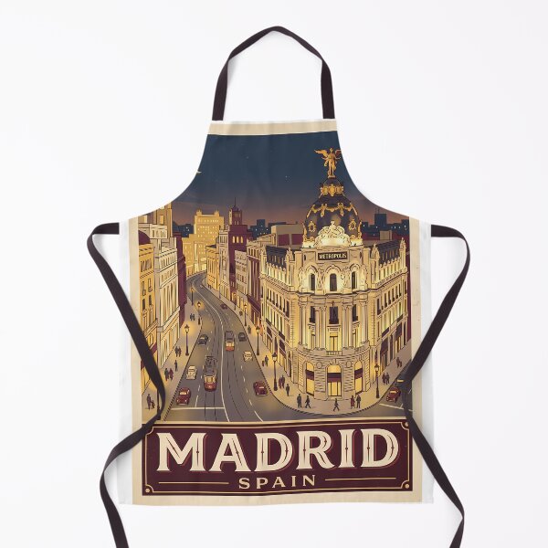 Item preview, Madrid Spain Vintage Travel Poster | Retro Night Cityscape Wall Art designed and sold by Ar0undTheW0rld.