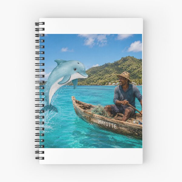 Item preview, A dolphin playing with a fisherman in a turquoise sea in Mayotte designed and sold by FoxinhoSoumaila.
